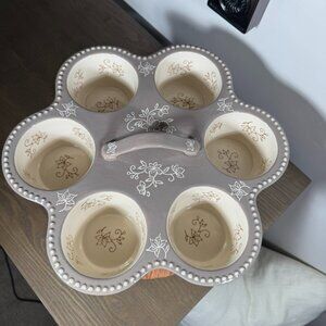 Temptations by Tara Floral Lace Ceramic Muffin Pan — Vintage-Inspired